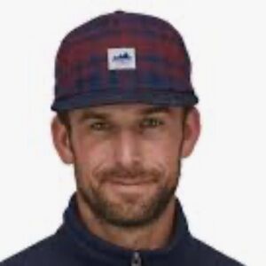 Patagonia Range Red Blue Plaid Flat Brim Unisex Adjustable Hat NWT